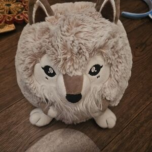 Mini squishable wolf Plush Gray White Used Condition Stuffed Animal.  Plush is i